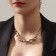 Necklace "melting" with rhinestones, white color in silver, 47 cm