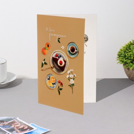 Postcard "On Birthday!" mug, cake-3