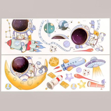 Sticker Plastic Interior color "Small astronauts" 30x90 cm set 2 sheets-1