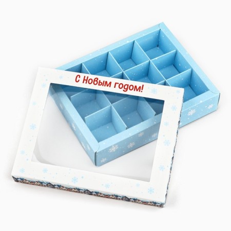 Folding box under 12 sweets "Snow Town", 14.4 x 18.4 x 3.8 cm, New Year-4