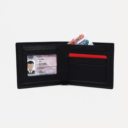 Male purse without fastening, compartment for coins, for cards, black color-3