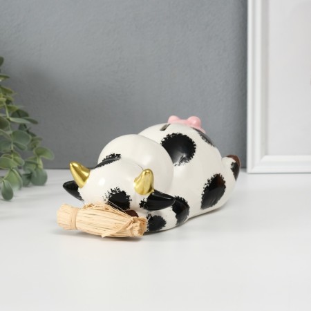 Копилка керамика "Коровка на сене" 18,5х10,8х9,7 см-2