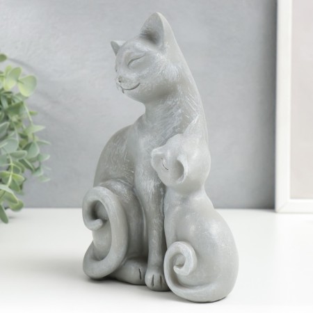 Souvenir Polystone "Cat with a kitten" gray 20x8.5x15.5 cm-3