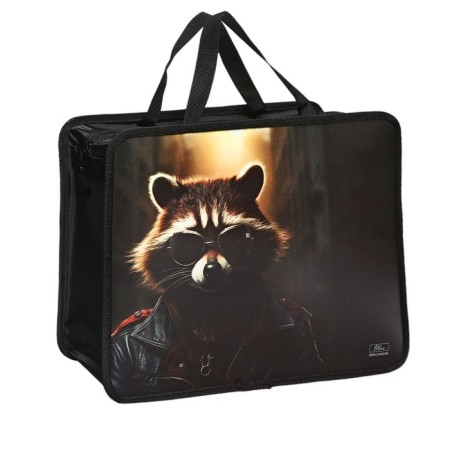 Folder with A4 handles, 330 x 260 x 75 mm, plastic, handle, calligrata "raccoon"-1