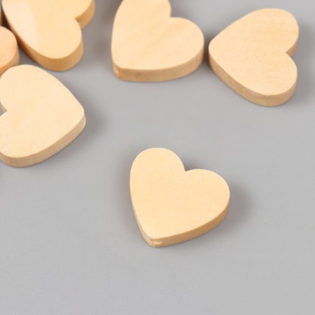 Wooden beads "Astra" hearts 19x21 mm, 18 gr. 10 pcs/pack, natural wood