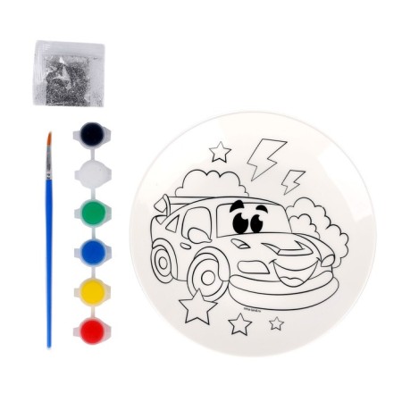 Set for creativity. Painting of the plate "Cool car"-5