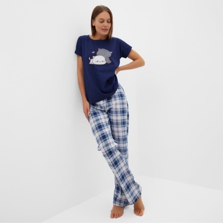 Home female "kittens" (T -shirt/pants), blue/beige color, size 50-3