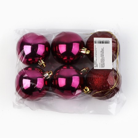 Christmas balls New Year, for the New Year, d = 6 cm., 6 pcs., Wine color-3