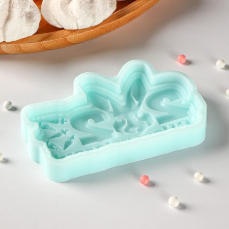 Silicone form “Happy New Year 2023”, 9.8 × 5.9 × 1.1 cm, turquoise color-2