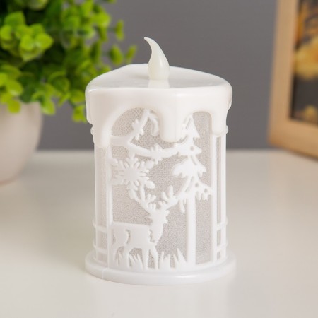Nightlight "Winter candle" Led RGB from battery 3xlr1130 white 6.5x6.5x13 cm-3