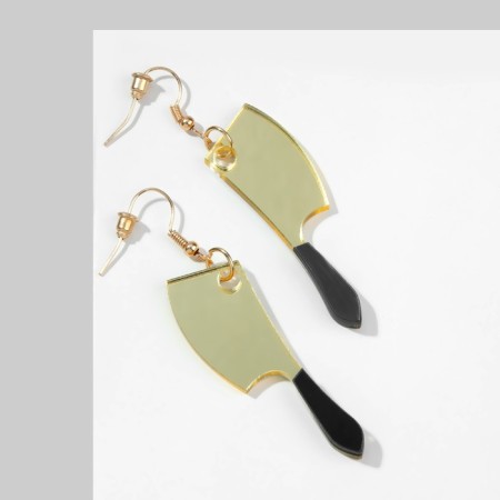 Acryl Earrings "Halloween" knives, golden-black color in gold-2