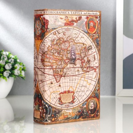 Safe Brush tree "Sea Route, map" leatherette 21x13x5 cm