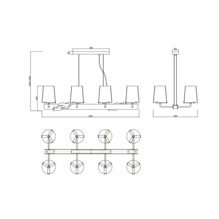 Suspension lamp Maytoni Mod040PL-08CH, G9, 8x28 W, 930x420x1300 mm, Chrome-1