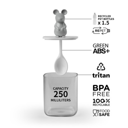 Bank for bulk products Qualy Lucky Mouse Seasoning, with a spoon, 250 ml-4