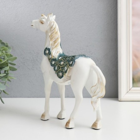 Souvenir Polystone "Imperial Horse, white with mirrors" 19x5.5x21.5 cm-1