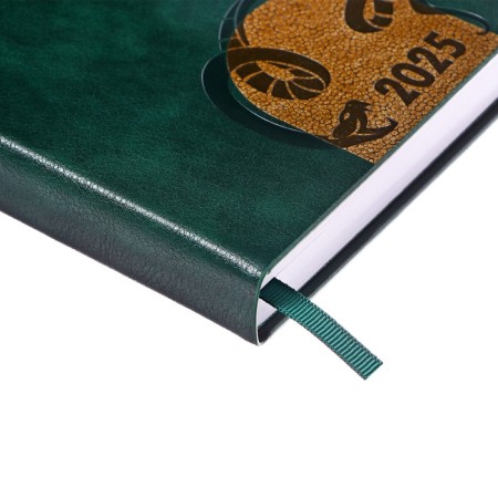 Dated diary 2025, A5, 176 sheets, Hong Kong, solid cover, pancake embossing, with liesse, block 80 g/m2, green-2