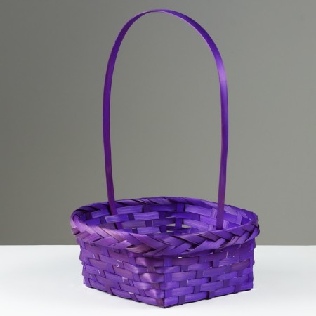 Set of wicker baskets, D19x9/32 cm, d22x9.5/34 cm, d25x10/36 cm, 3pcs, purple, bamboo-2