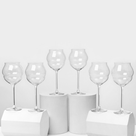 A set of macaron wine glasses, 600 ml, crystal glass, 6 pcs