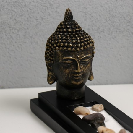 Buddha's head stand under incense sand+aroma -fingernail+stones 29x7x11.5 cm-1