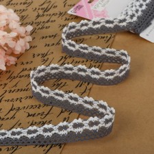 Knitted lace, 20 mm × 2.7 ± 0.5 m, white/gray color