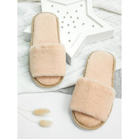 Women's slippers open nose, size 36-38, beige color