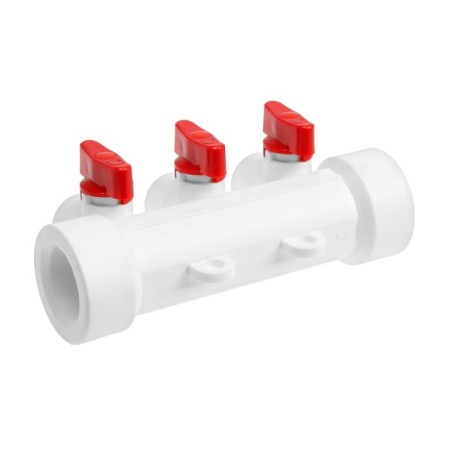 Collector Otmo P-F32*3, D = 32 mm, 3 exits, with taps, polypropylene-1