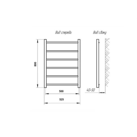 Robin electric heated towel rail, 500x800 mm, d = 25-4