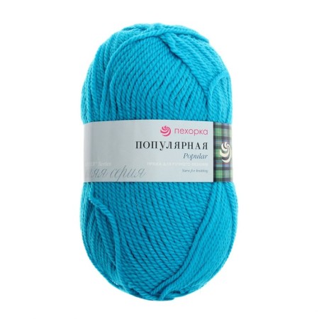 Yarn "Popular" 50 % wool, 50 % acrylic 133m/100g (45-t. Biryuza)-1