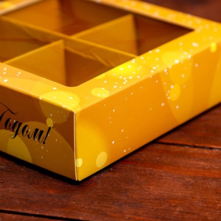 Box for sweets 4 pcs, 12.6 x 12.6 x 3.5 "Happy New Year!"-2