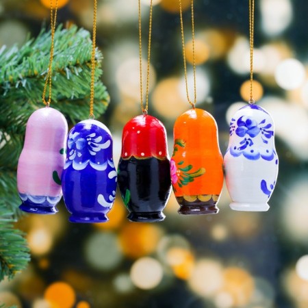 A set of Christmas tree pendants "Matryoshki", 5 pcs, 3 × 7 cm, mix, manual painting-1