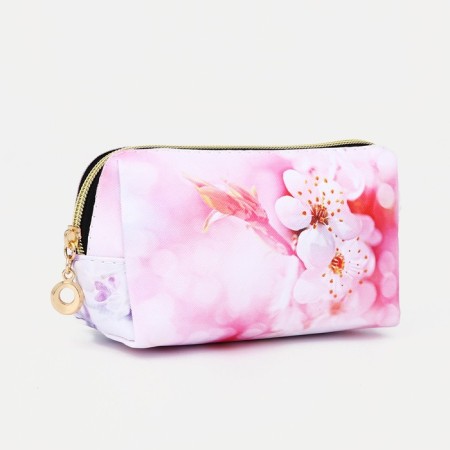 Cosmetic bag with lightning, white/pink color