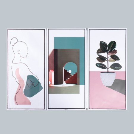 Sticker Plastic Interior triptych "Abstraction. Girl" set 3 sheets 29.5x61 cm-1