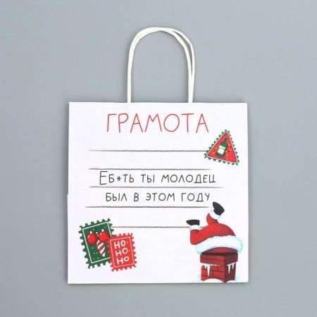 Package Gift craft "Well done", 22 x 22 x 11 cm, new year-6