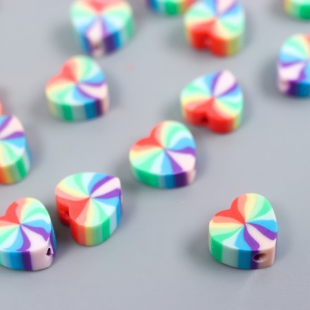 Beads for PVC Creativity "Hearts Rainbow" set 25 pcs 0.5x1x1 cm-1