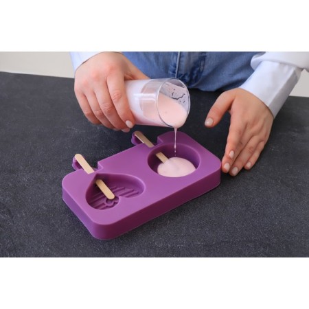 Ice Cream Form “Love”, silicone, 19.5 × 11 × 2.5 cm, 2 cells, with a lid and sticks (50 pcs), Mix color-10