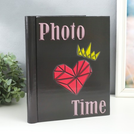 Photo album magnetic 20 sheets "3D heart with crown" 29x24x2 cm