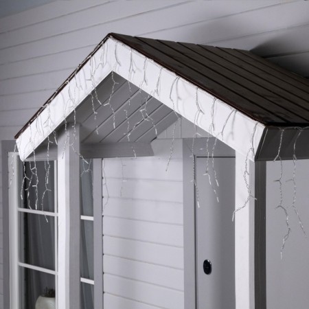 Garland "fringe" 3 x 0.6 m, IP44, transparent thread, 114 LED, warm white glow, 8 modes, solar battery-2