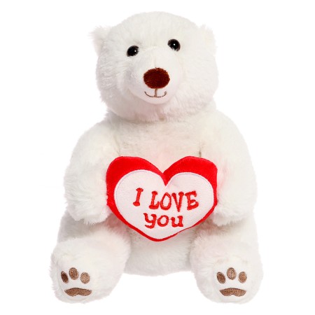 Soft toy "Bear White with Heart", 23 cm-4
