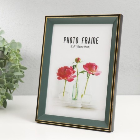 Photo frame plastic 13x18 cm "Green with gold framing" 15x20 cm-2