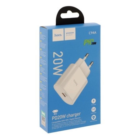 Network charger Hoco C94a, Type-C, 3 A, white-4