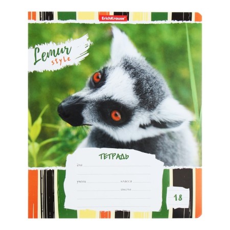 Notebook of 18 sheets in the Erichkrause Lemur Style line, cover coated cardboard, offset block, mix-3