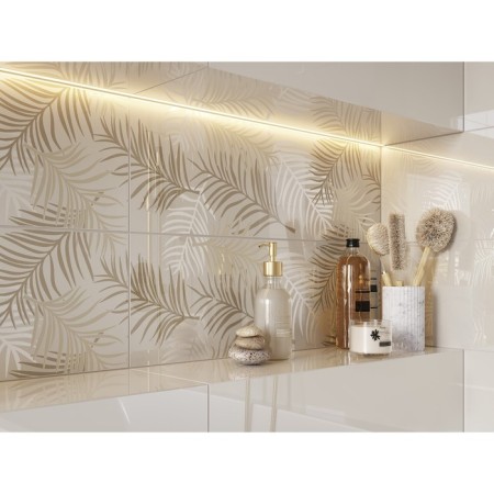 CHANCE wall insert of light-beige leaves 25x75-1