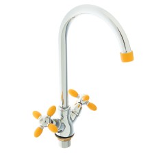Accoona A4582H kitchen mixer, double -leaf, high spout, yellow/chromium