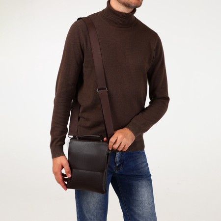 Male bag on the Textura valve, outer pocket, brown color-7
