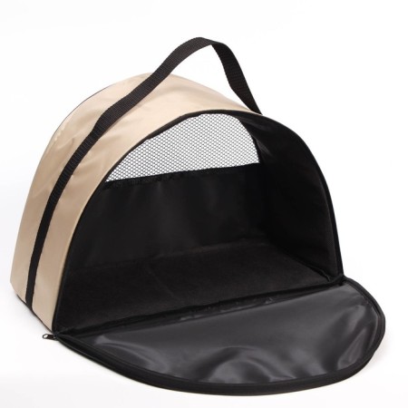 Bag - Animal carrying, semicircular, nylon, 39 x 19 x 27 cm, beige-3