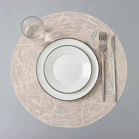 Serving napkin on the table "Leaves", d = 38 cm, beige color