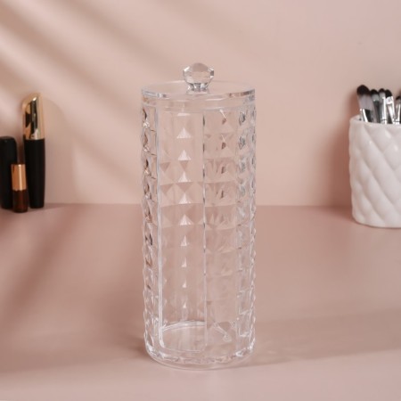 Organizer for storing cotton pads, with a lid, D - 7 × 7 × 19 cm, color transparent color-4