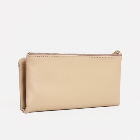 Women's wallet on the button, beige color-1