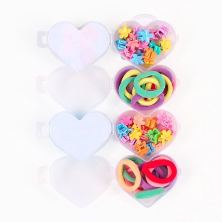Hair elastic bands 20 pcs, hairpin crab 20 pcs, set, cold heart-5
