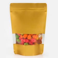 Pack Doy-Pak, matte, gold with a window, 14 x 20+ 4 cm